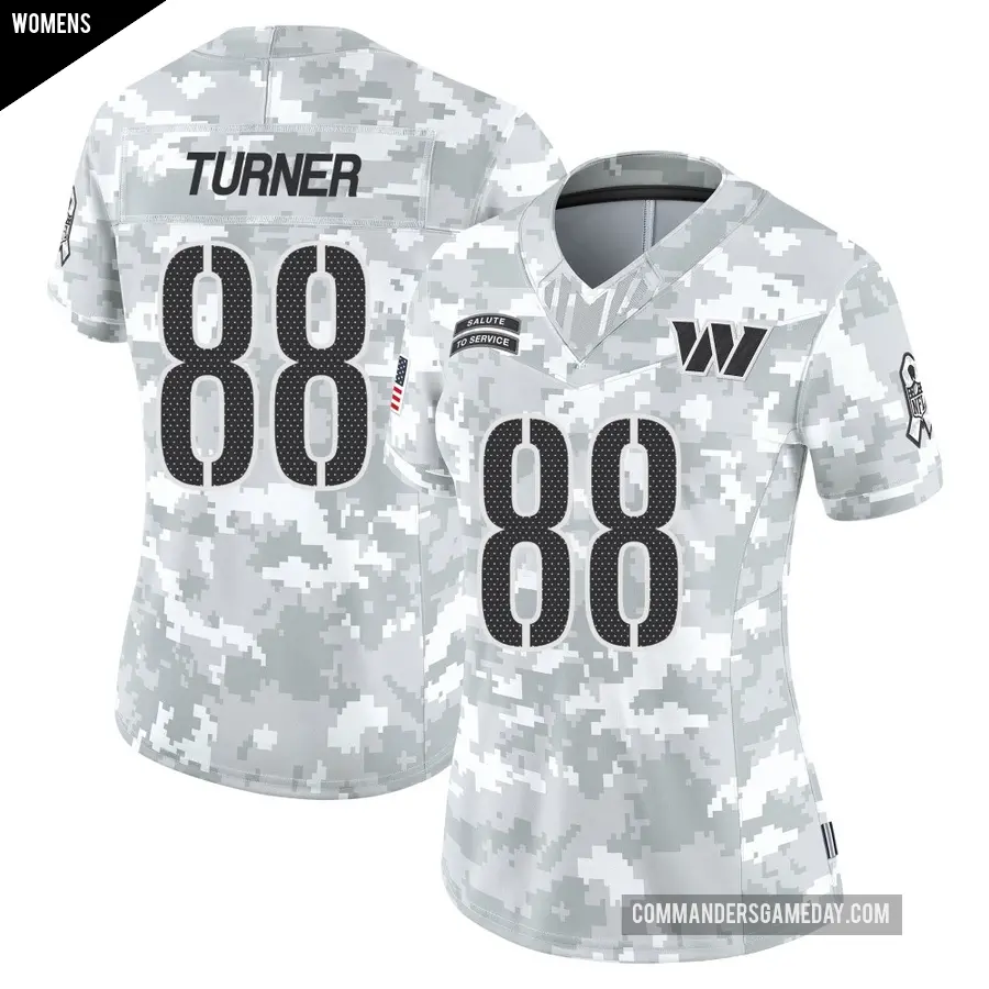 Women's Washington Commanders ＃88 Cole Turner Arctic Camo Limited 2024 Salute to Service Jersey