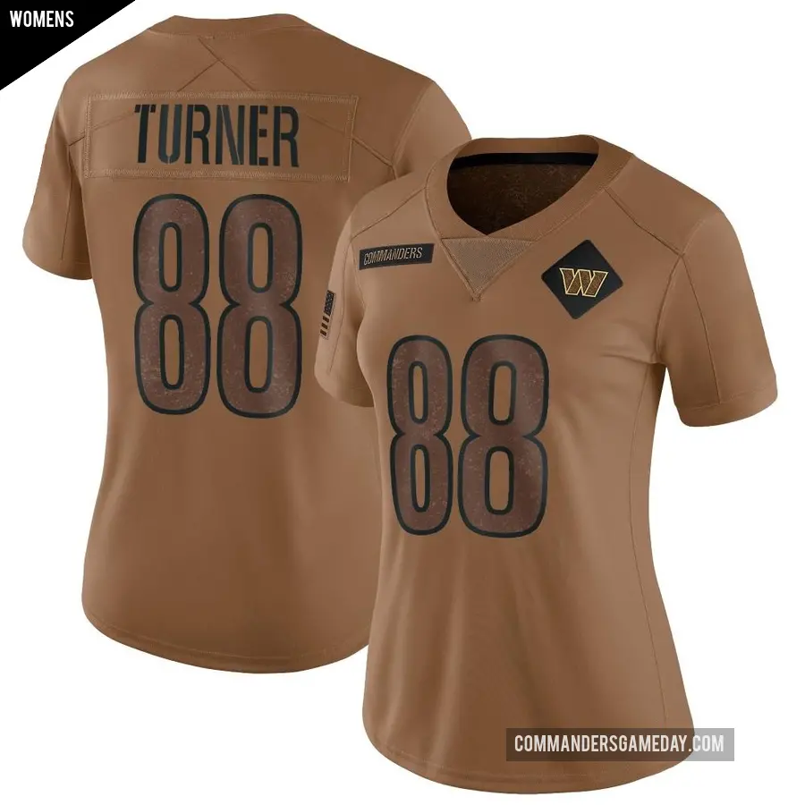 Women's Washington Commanders ＃88 Cole Turner Brown Limited 2023 Salute To Service Jersey