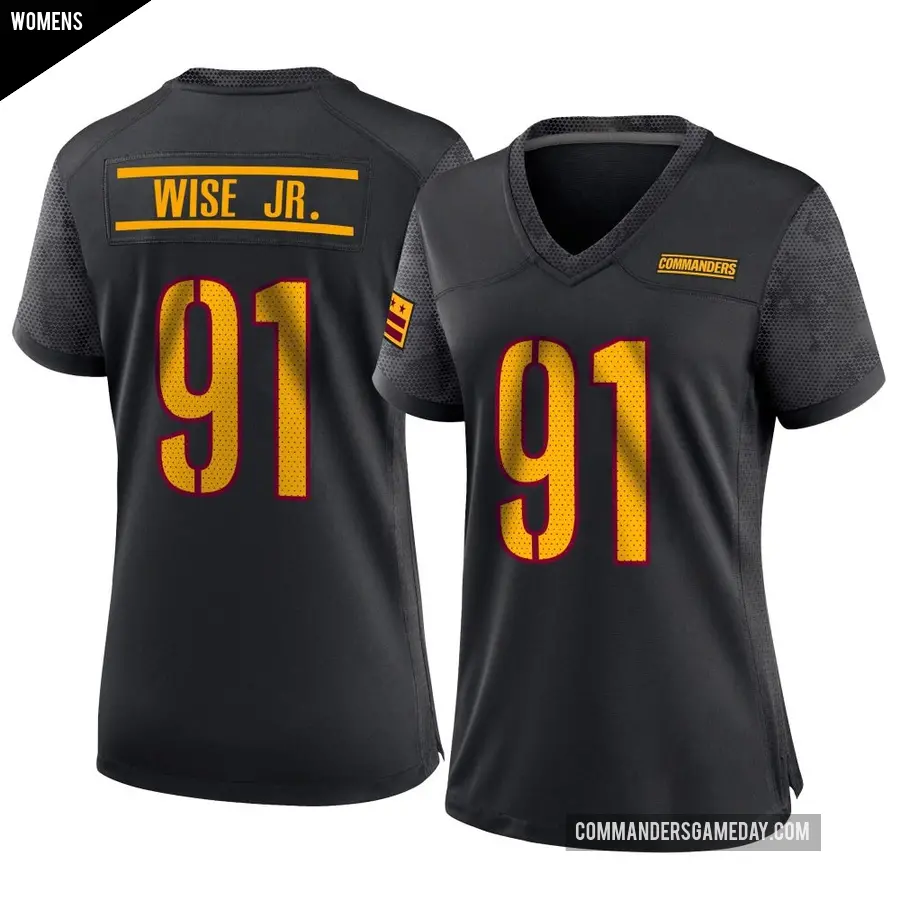 Women's Washington Commanders ＃91 Deatrich Wise Jr. Black Game Alternate Jersey