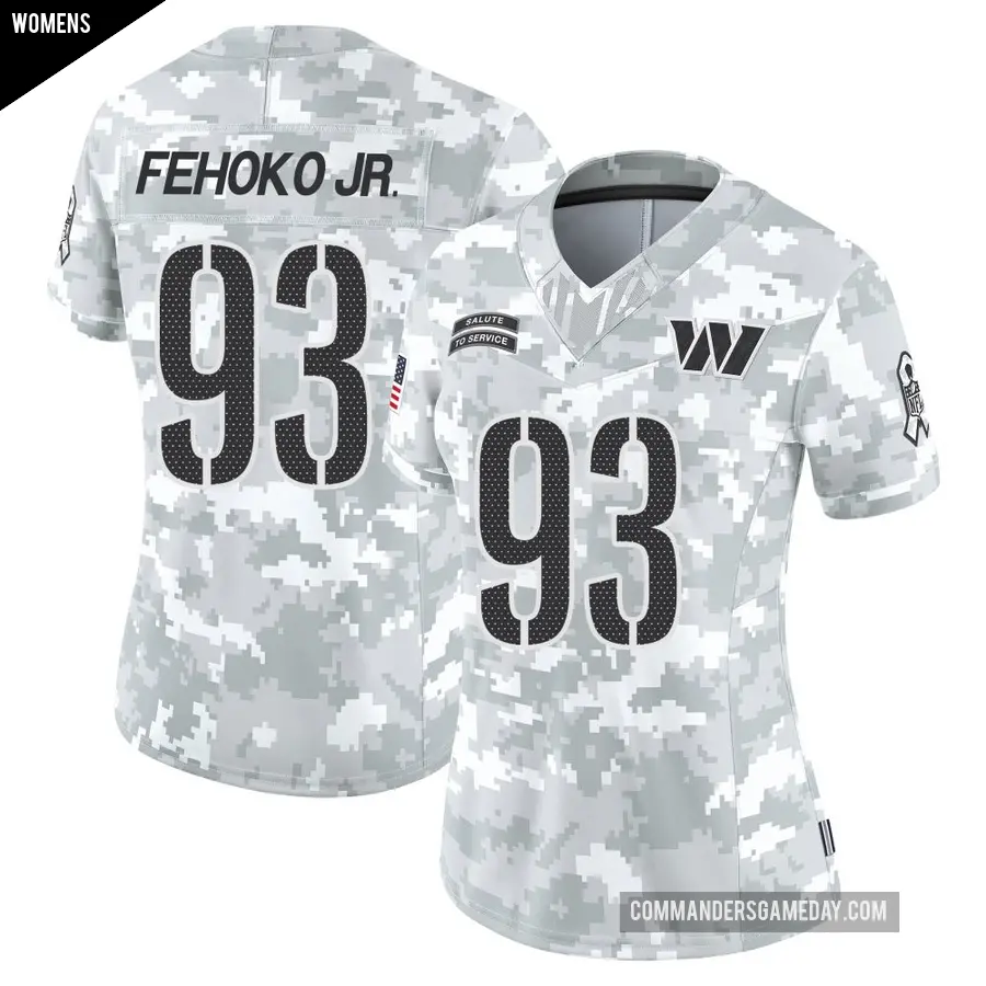 Women's Washington Commanders ＃93 Viliami Fehoko Jr. Arctic Camo Limited 2024 Salute to Service Jersey