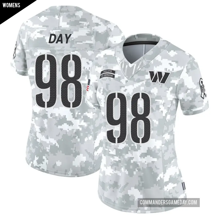 Women's Washington Commanders ＃98 Sheldon Day Arctic Camo Limited 2024 Salute to Service Jersey