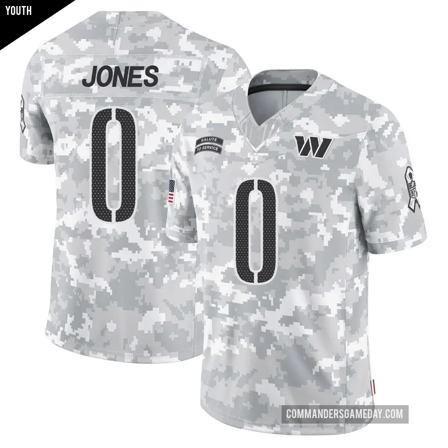 Youth Washington Commanders ＃0 Jacoby Jones Arctic Camo Limited 2024 Salute to Service Jersey