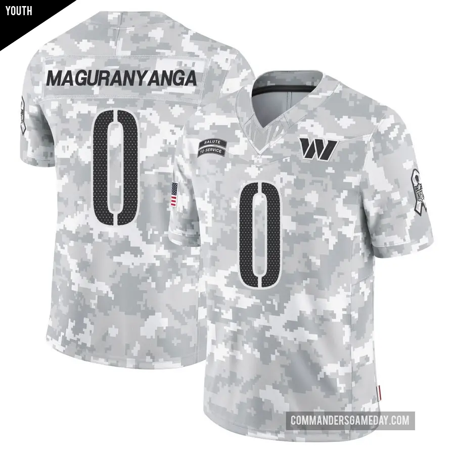 Youth Washington Commanders ＃0 T.J. Maguranyanga Arctic Camo Limited 2024 Salute to Service Jersey