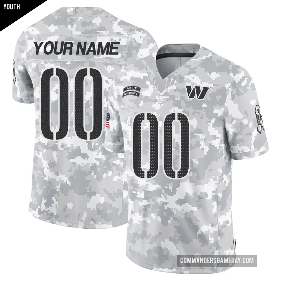 Youth Washington Commanders ＃00 Custom Arctic Camo Limited 2024 Salute to Service Jersey