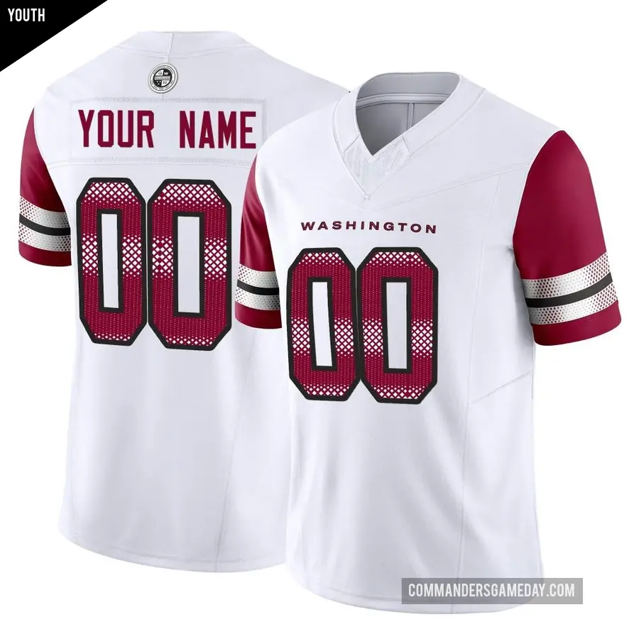 Youth Washington Commanders ＃00 Custom White Limited Vapor F.U.S.E. Jersey