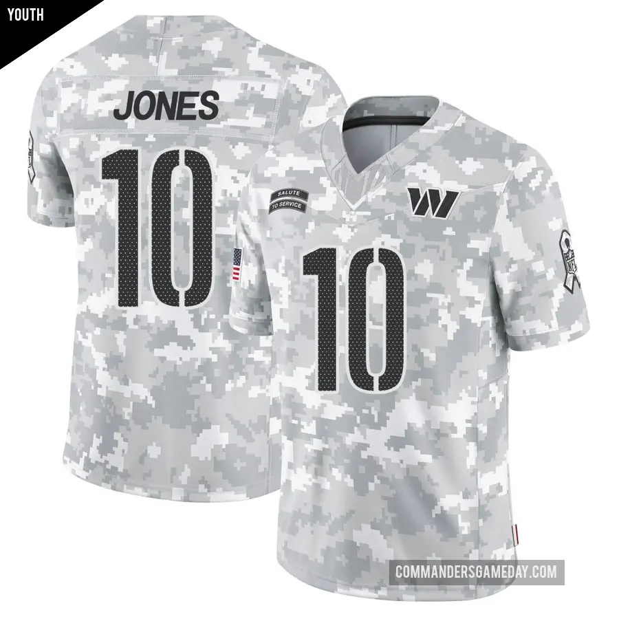 Youth Washington Commanders ＃10 Jacoby Jones Arctic Camo Limited 2024 Salute to Service Jersey