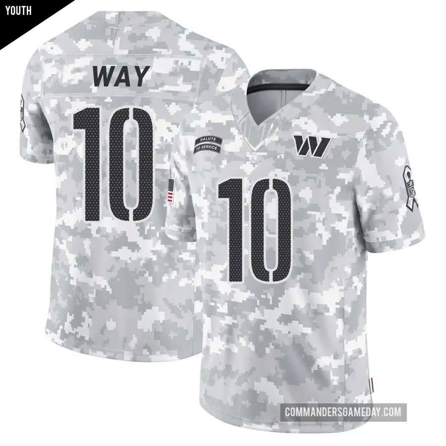 Youth Washington Commanders ＃10 Tress Way Arctic Camo Limited 2024 Salute to Service Jersey