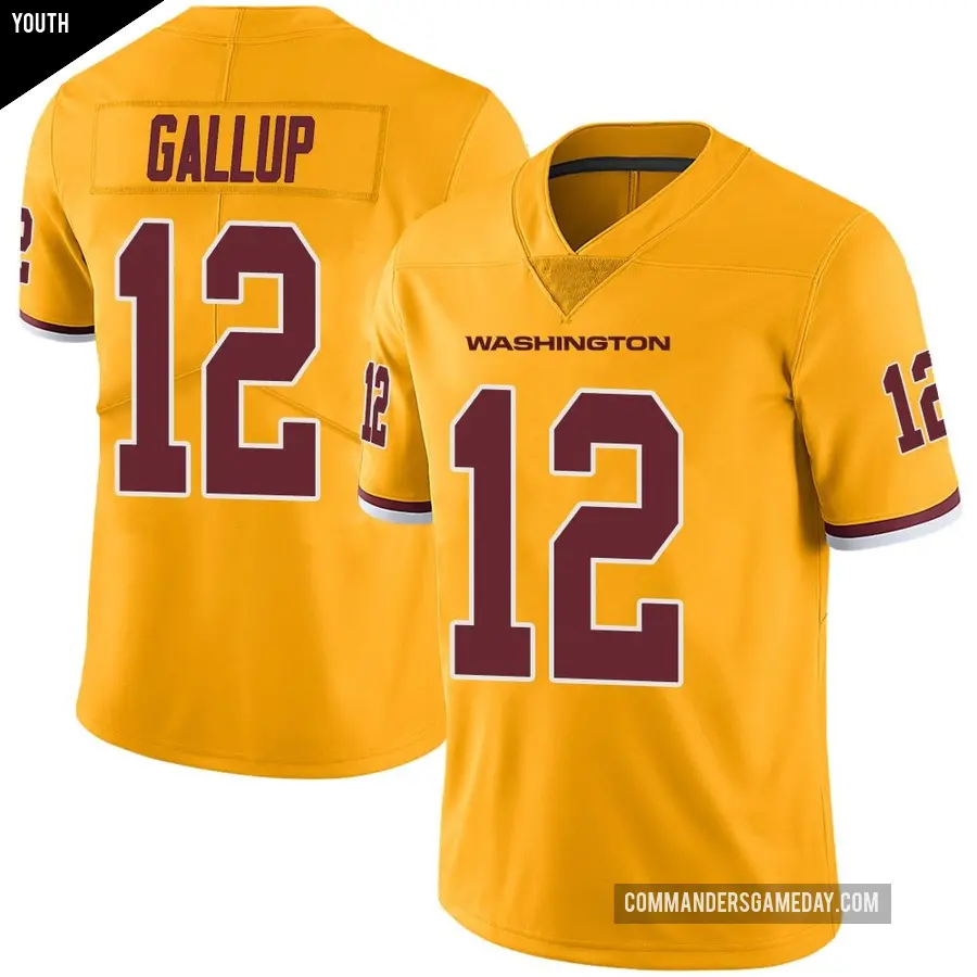 Youth Washington Commanders ＃12 Michael Gallup Gold Limited Color Rush Jersey