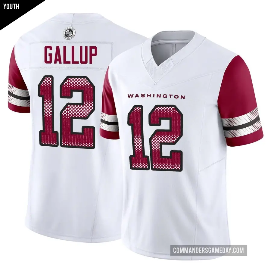 Youth Washington Commanders ＃12 Michael Gallup White Limited Vapor F.U.S.E. Jersey