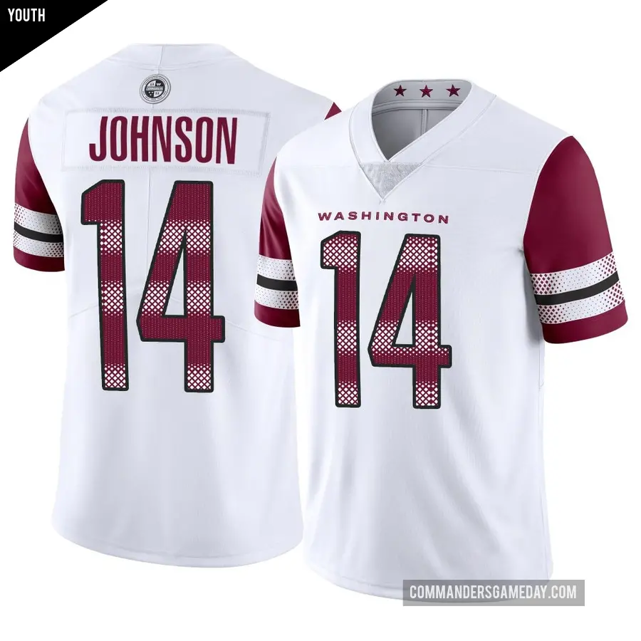 Youth Washington Commanders ＃14 Josh Johnson White Limited Vapor Jersey