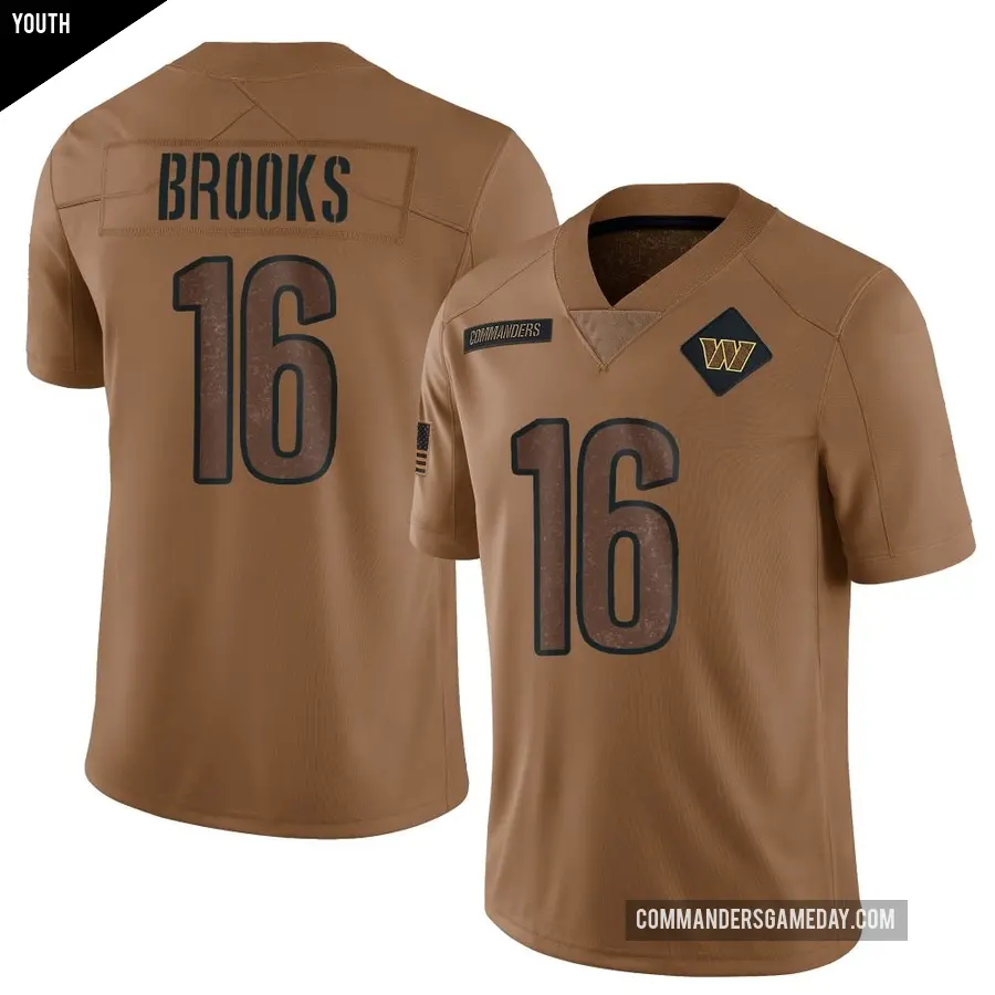 Youth Washington Commanders ＃16 Ja'Corey Brooks Brown Limited 2023 Salute To Service Jersey