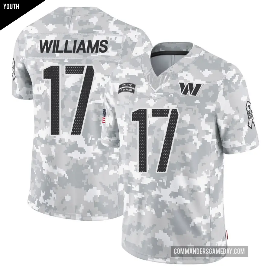 Youth Washington Commanders ＃17 Doug Williams Arctic Camo Limited 2024 Salute to Service Jersey