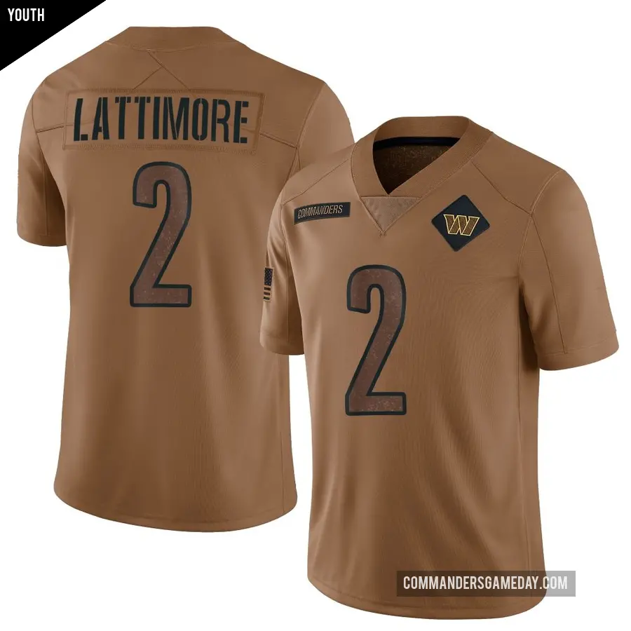 Youth Washington Commanders ＃2 Marshon Lattimore Brown Limited 2023 Salute To Service Jersey