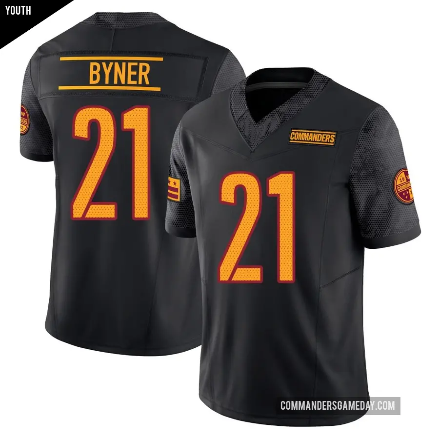 Youth Washington Commanders ＃21 Earnest Byner Black Limited Vapor F.U.S.E. Jersey