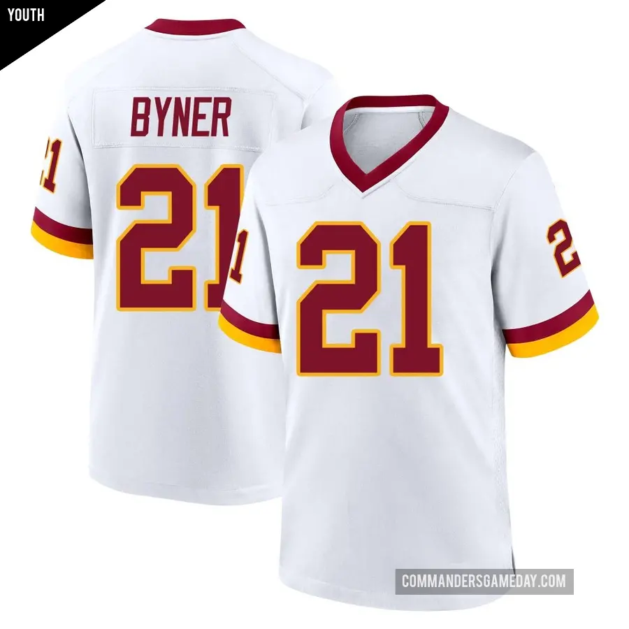 Youth Washington Commanders ＃21 Earnest Byner White Game Jersey