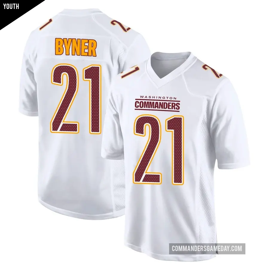 Youth Washington Commanders ＃21 Earnest Byner White Game Tundra Fashion Jersey