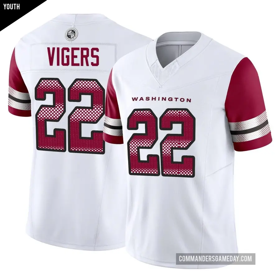 Youth Washington Commanders ＃22 Car'lin Vigers White Limited Vapor F.U.S.E. Jersey