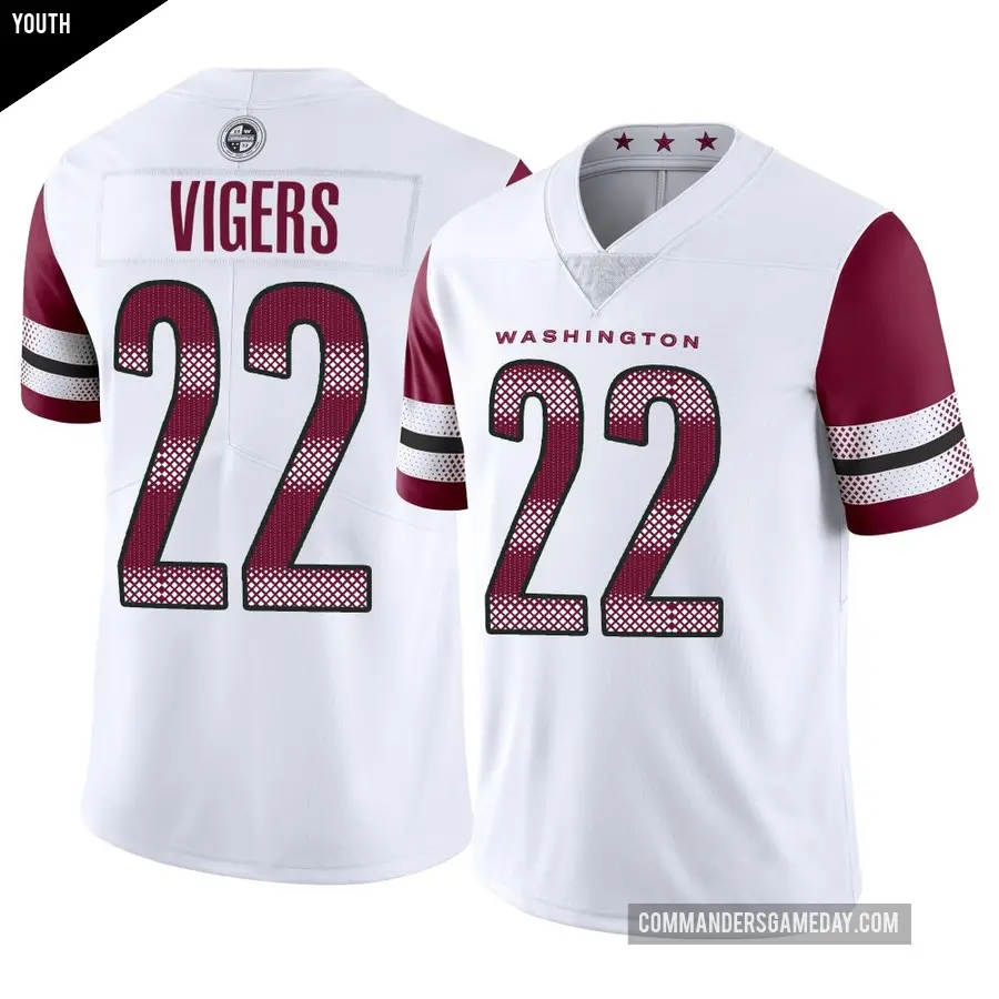 Youth Washington Commanders ＃22 Car'lin Vigers White Limited Vapor Jersey