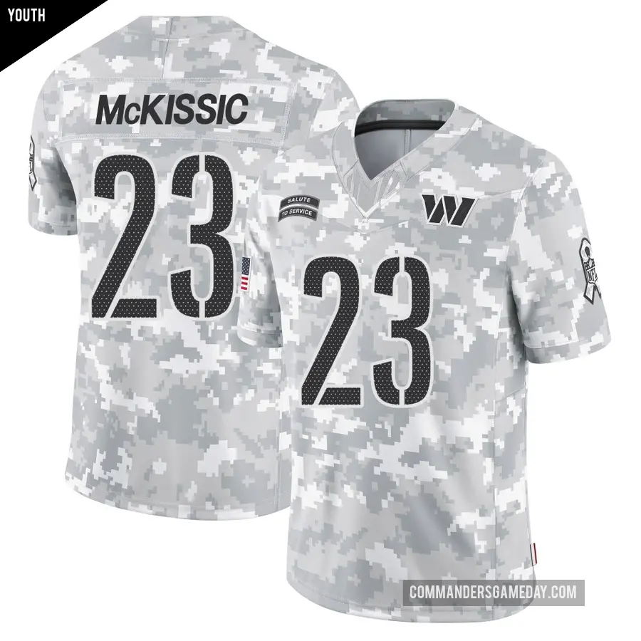 Youth Washington Commanders ＃23 J.D. McKissic Arctic Camo Limited 2024 Salute to Service Jersey