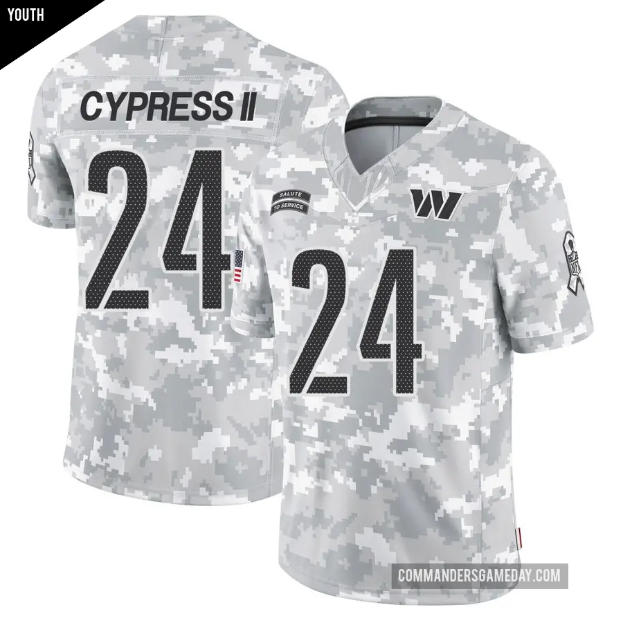 Youth Washington Commanders ＃24 Fentrell Cypress II Arctic Camo Limited 2024 Salute to Service Jersey