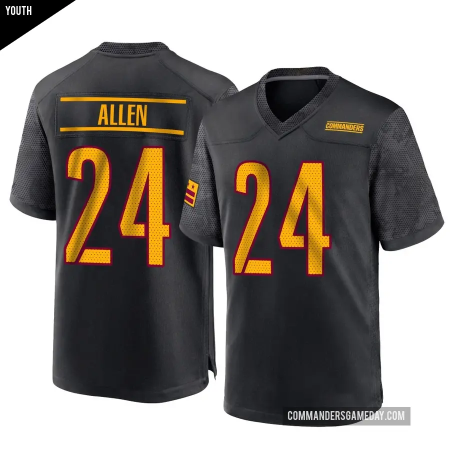 Youth Washington Commanders ＃24 Kazmeir Allen Black Game Alternate Jersey