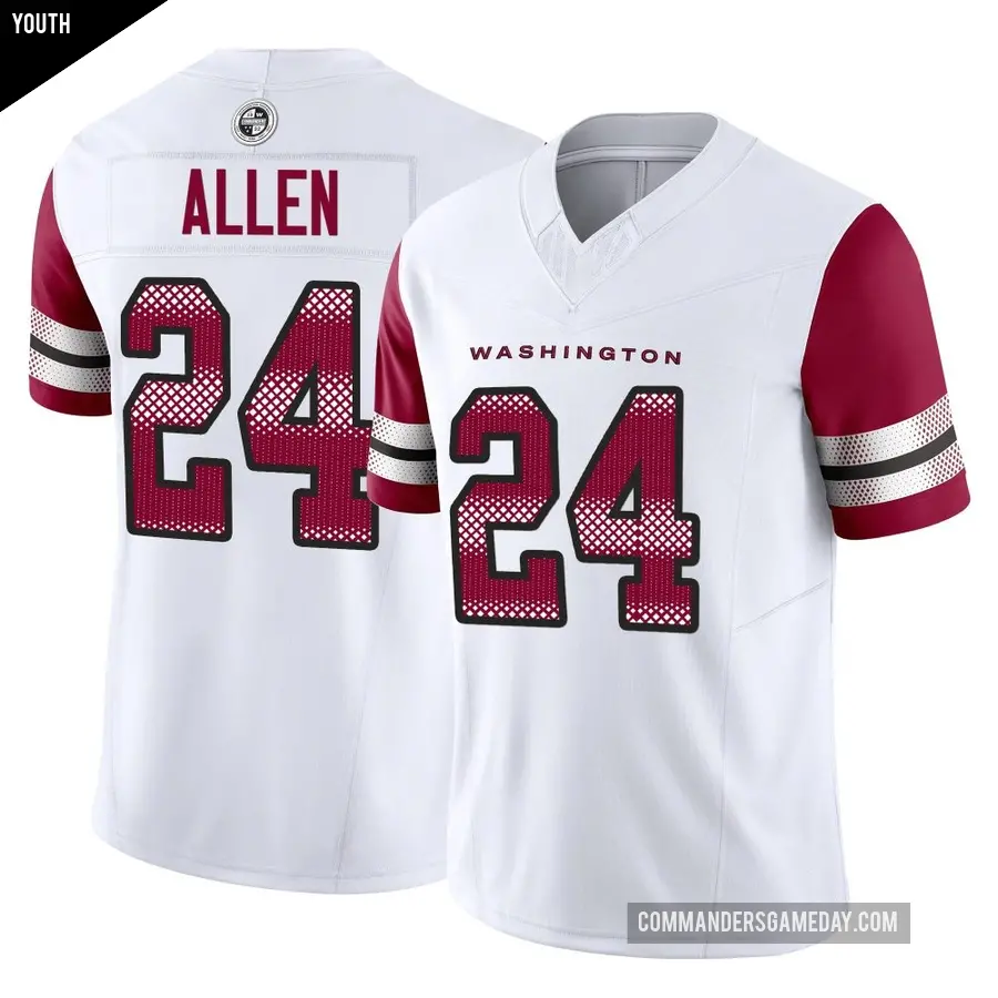 Youth Washington Commanders ＃24 Kazmeir Allen White Limited Vapor F.U.S.E. Jersey