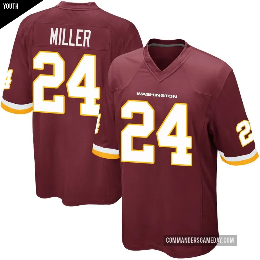 Youth Washington Commanders ＃24 Von Miller Game Burgundy Team Color Jersey