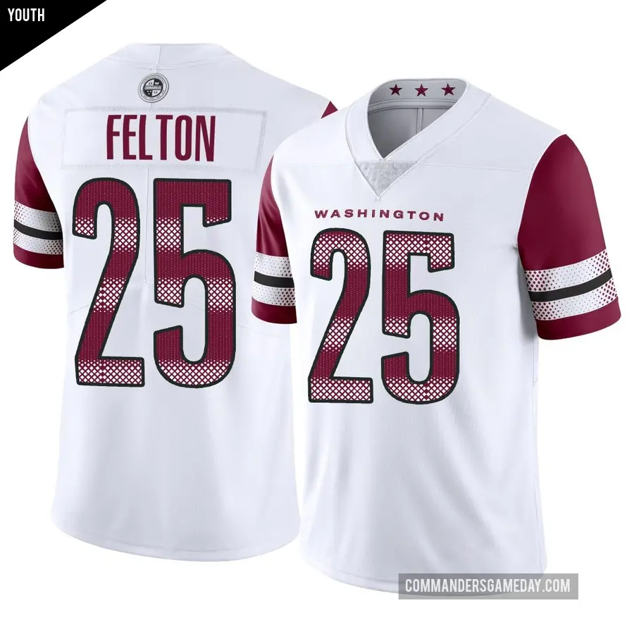 Youth Washington Commanders ＃25 Demetric Felton White Limited Vapor Jersey