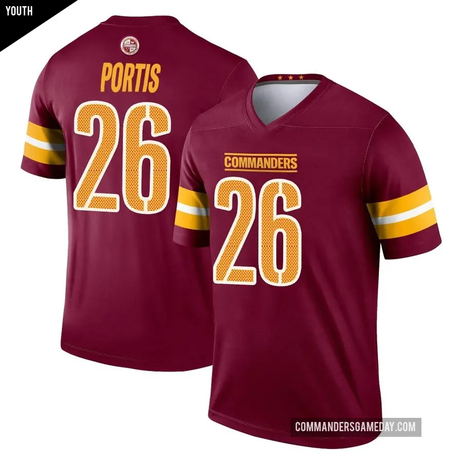 Youth Washington Commanders &#65283;26 Clinton Portis Legend Burgundy Jersey