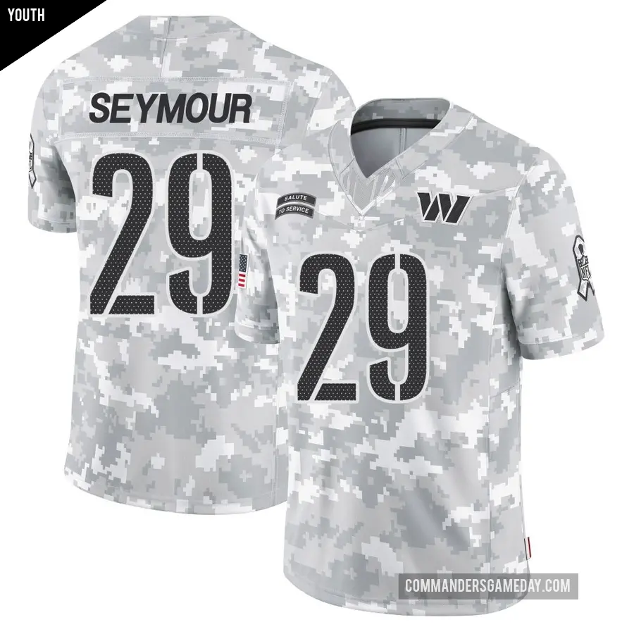 Youth Washington Commanders ＃29 Kevon Seymour Arctic Camo Limited 2024 Salute to Service Jersey