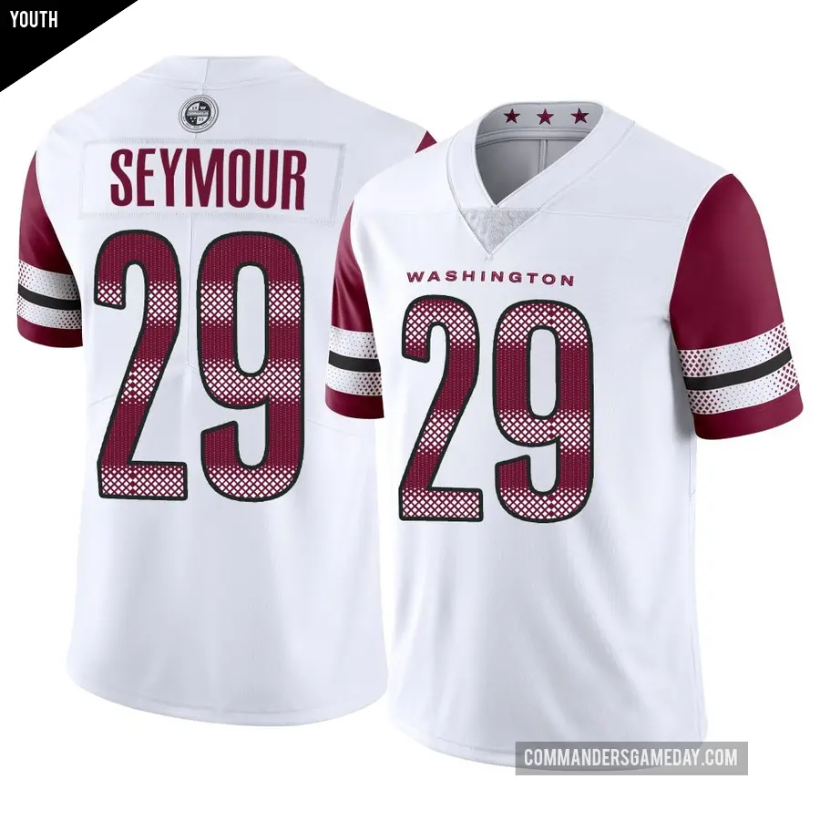 Youth Washington Commanders ＃29 Kevon Seymour White Limited Vapor Jersey