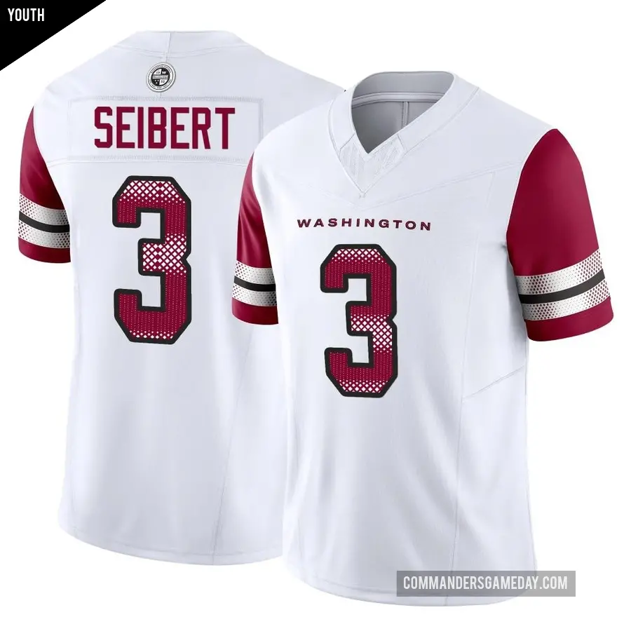 Youth Washington Commanders ＃3 Austin Seibert White Limited Vapor F.U.S.E. Jersey