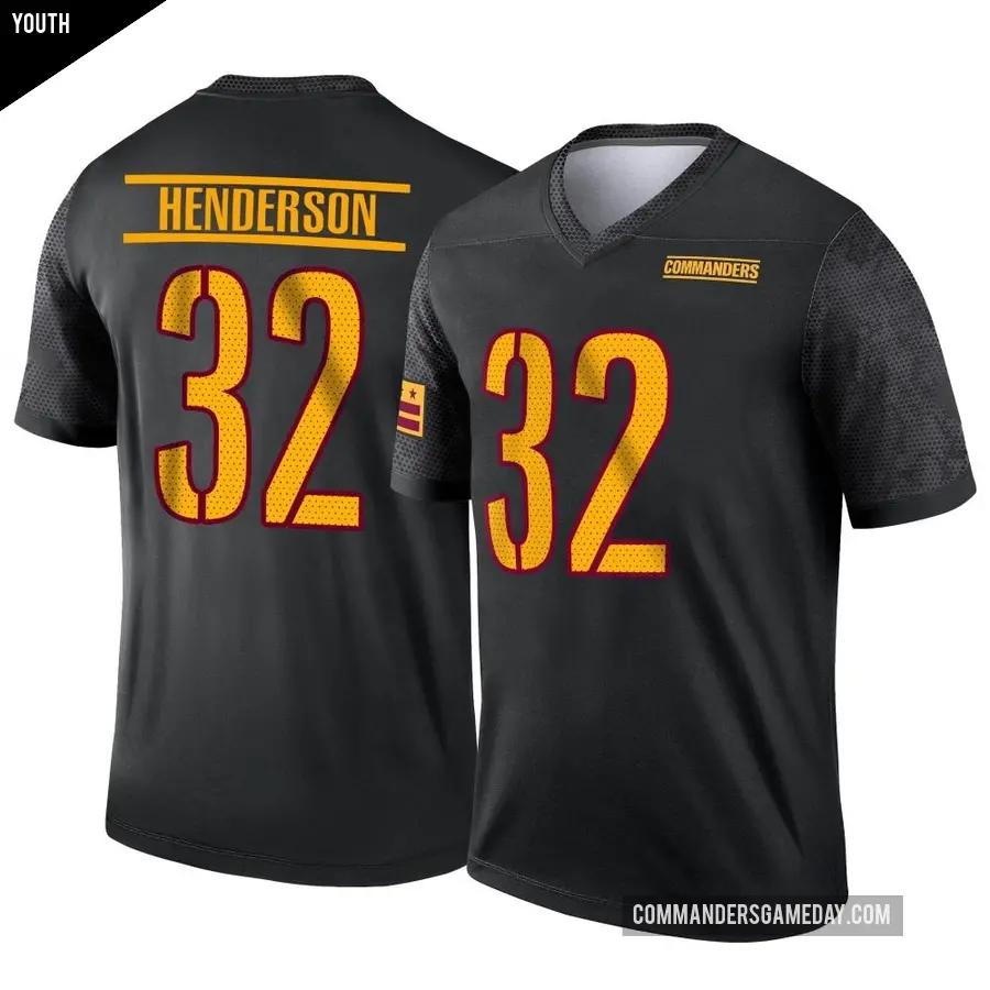Youth Washington Commanders ＃32 Xavier Henderson Black Legend Alternate Jersey