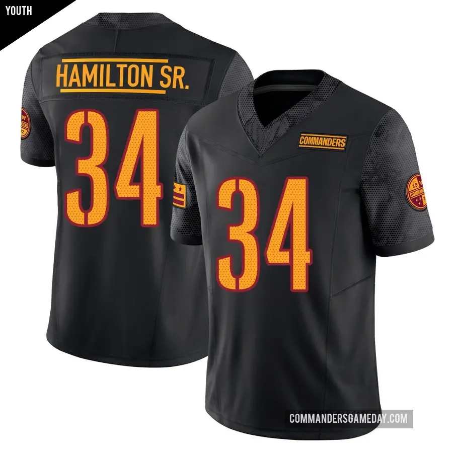 Youth Washington Commanders ＃34 Antonio Hamilton Sr. Black Limited Vapor F.U.S.E. Jersey
