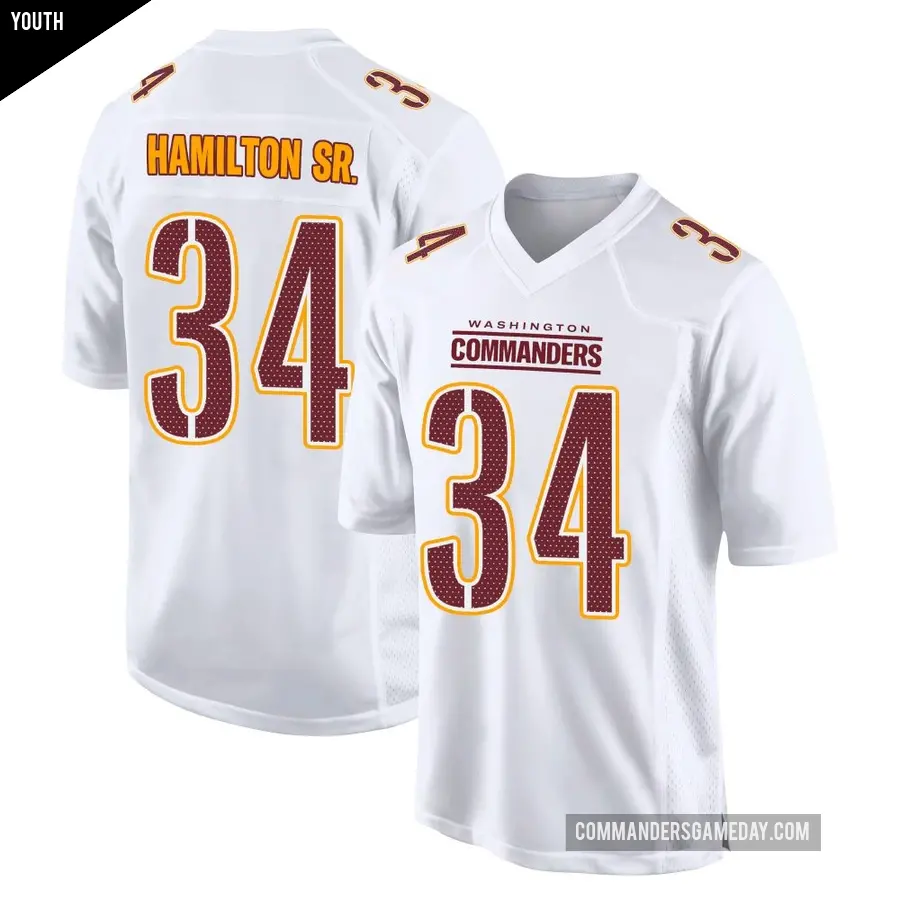 Youth Washington Commanders ＃34 Antonio Hamilton Sr. White Game Tundra Fashion Jersey