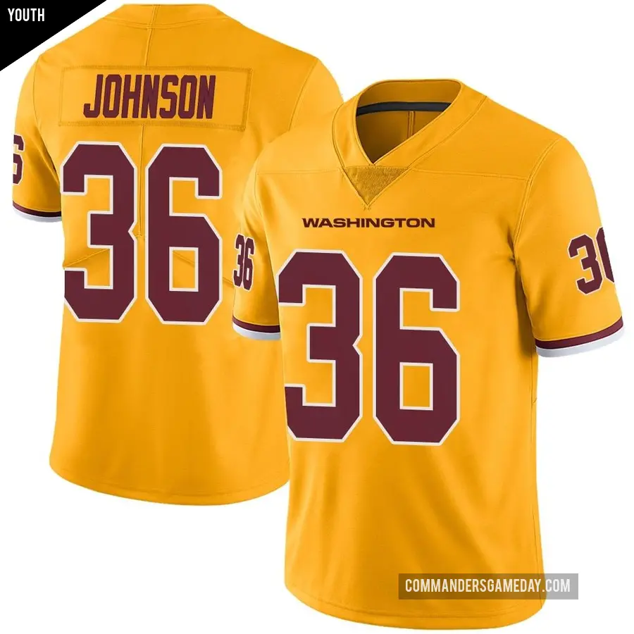 Youth Washington Commanders 36 Danny Johnson Gold Limited Color Rush Jersey Commanders Store