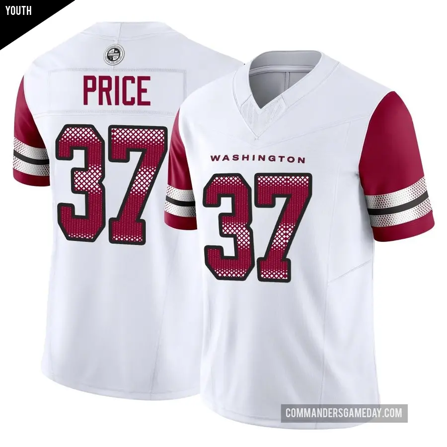 Youth Washington Commanders ＃37 Bobby Price White Limited Vapor F.U.S.E. Jersey