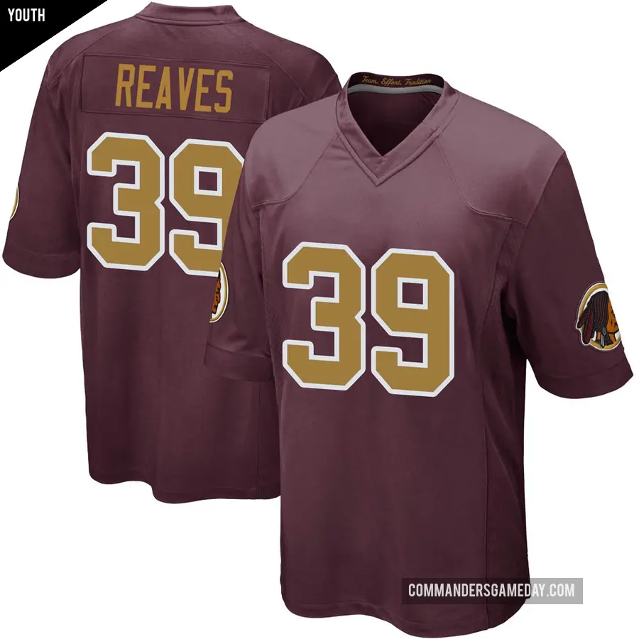 Youth Washington Commanders &#65283;39 Jeremy Reaves Game Burgundy Alternate Jersey