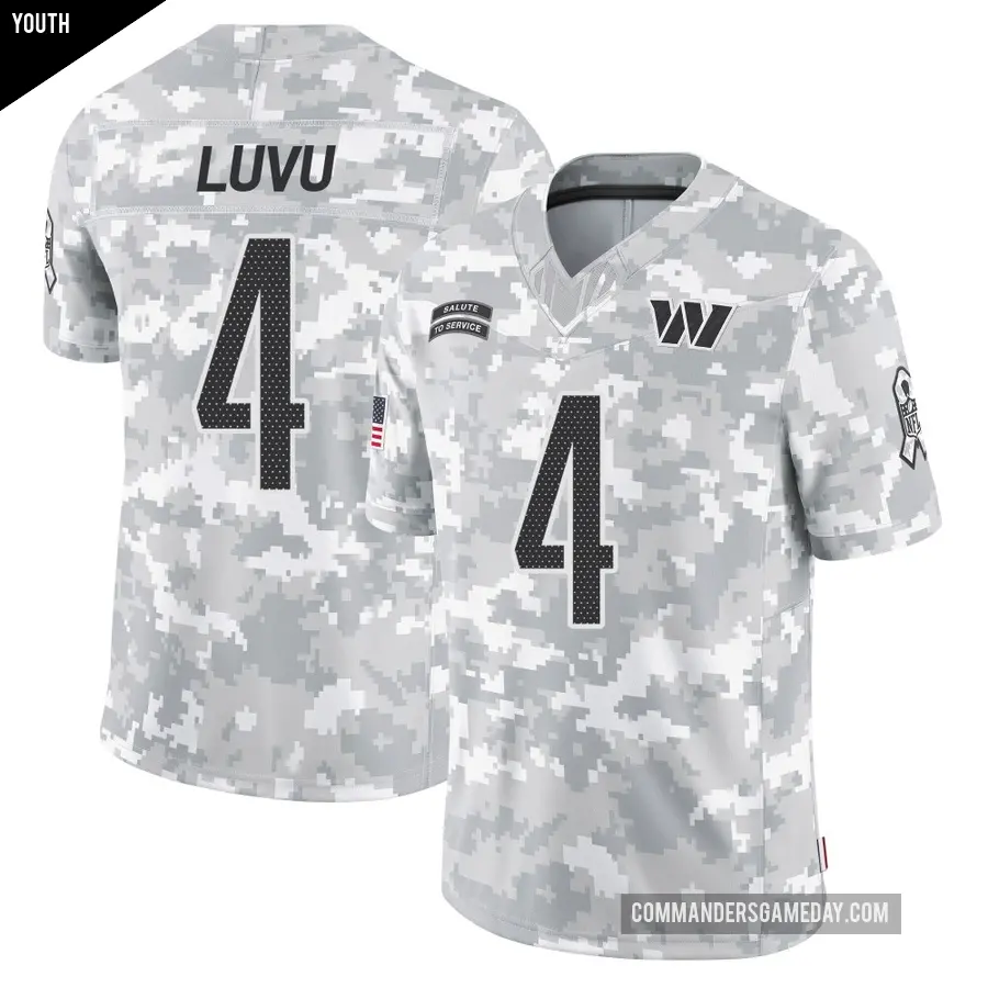 Youth Washington Commanders ＃4 Frankie Luvu Arctic Camo Limited 2024 Salute to Service Jersey
