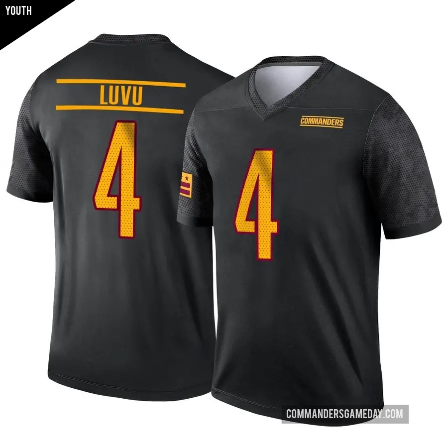 Youth Washington Commanders ＃4 Frankie Luvu Black Legend Alternate Jersey