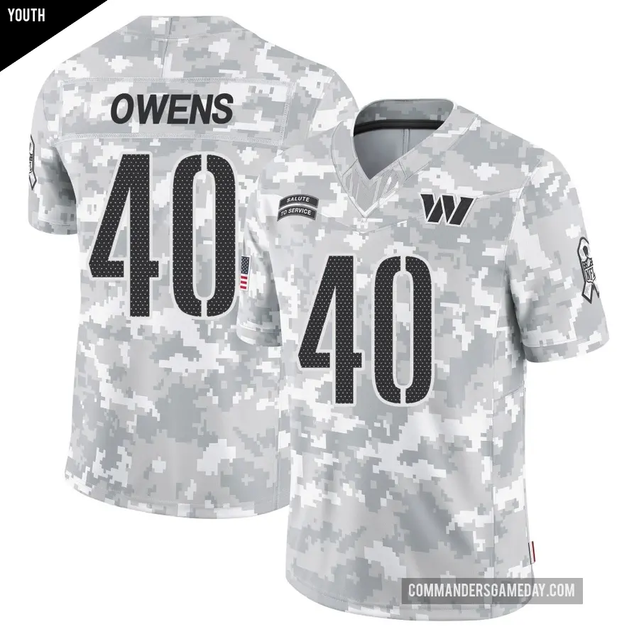 Youth Washington Commanders ＃40 Tyler Owens Arctic Camo Limited 2024 Salute to Service Jersey