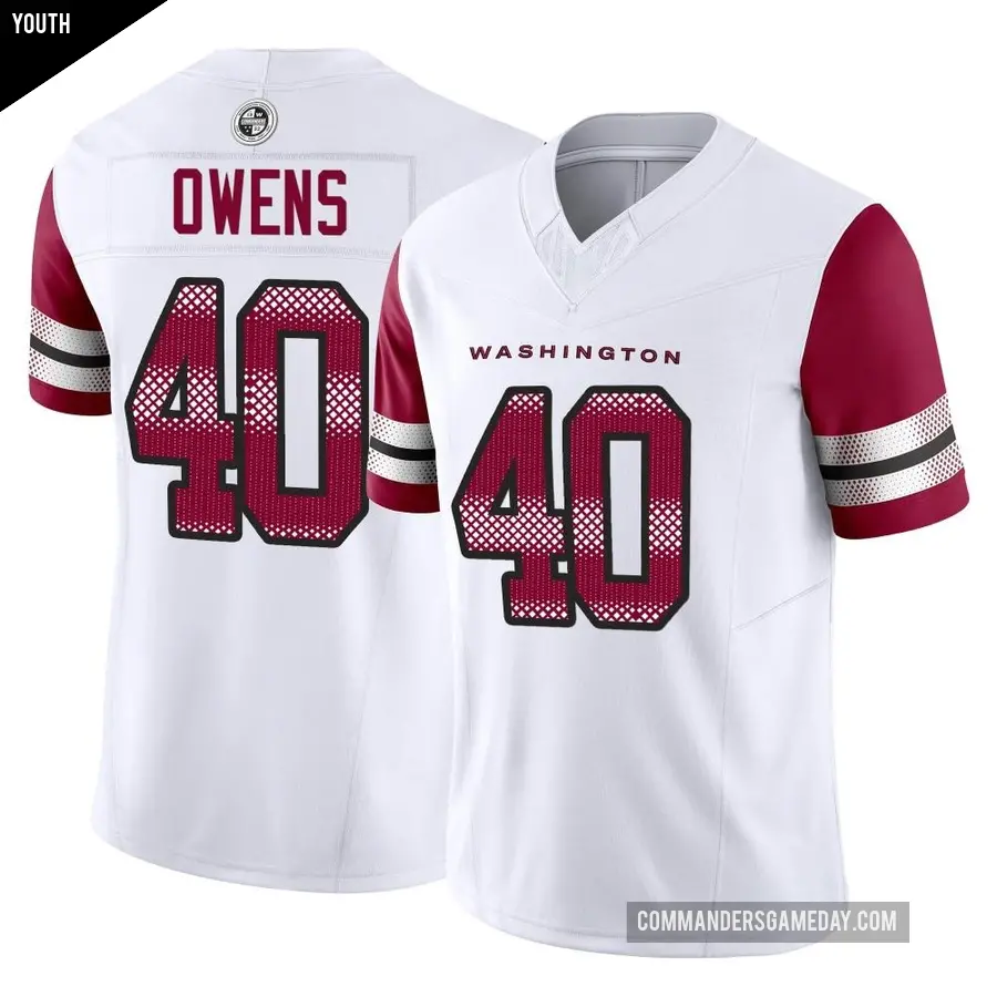 Youth Washington Commanders ＃40 Tyler Owens White Limited Vapor F.U.S.E. Jersey