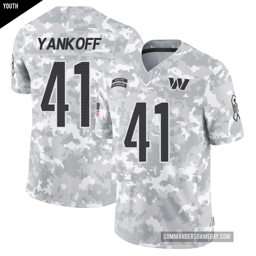 Youth Washington Commanders ＃41 Colson Yankoff Arctic Camo Limited 2024 Salute to Service Jersey