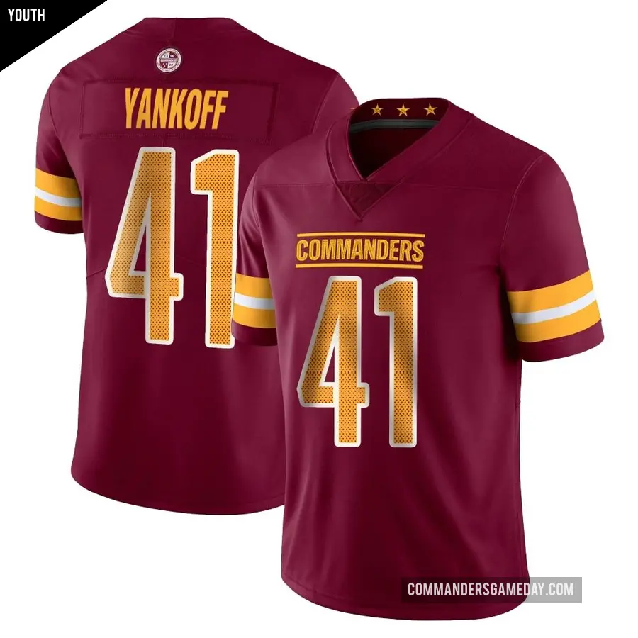 Youth Washington Commanders ＃41 Colson Yankoff Limited Vapor Burgundy Jersey