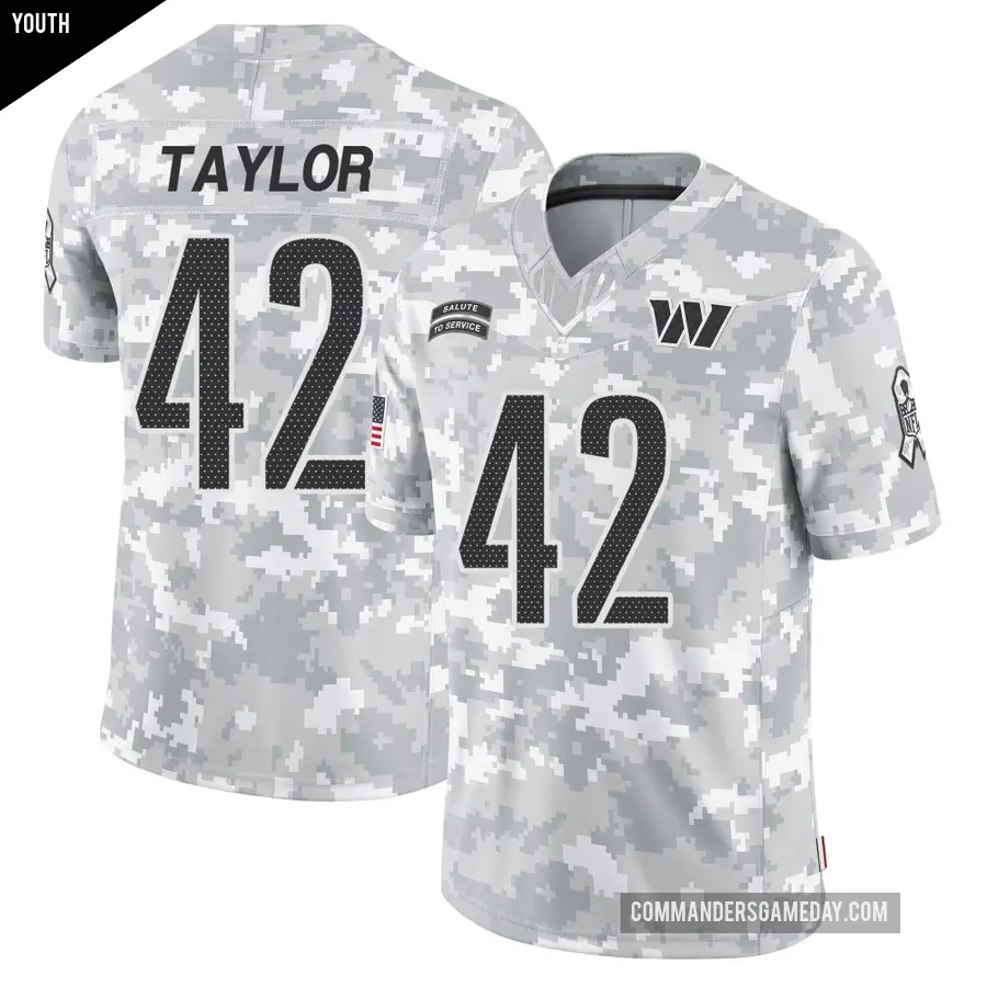 Youth Washington Commanders ＃42 Charley Taylor Arctic Camo Limited 2024 Salute to Service Jersey