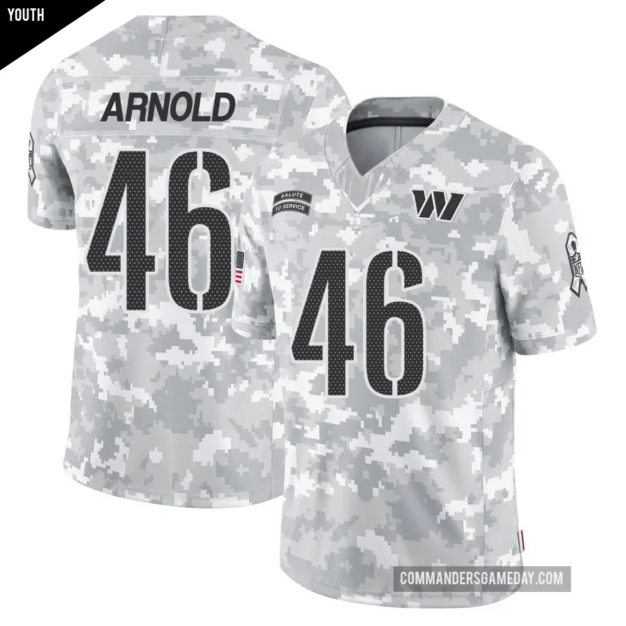 Youth Washington Commanders ＃46 Kam Arnold Arctic Camo Limited 2024 Salute to Service Jersey