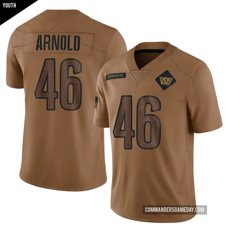 Youth Washington Commanders ＃46 Kam Arnold Brown Limited 2023 Salute To Service Jersey