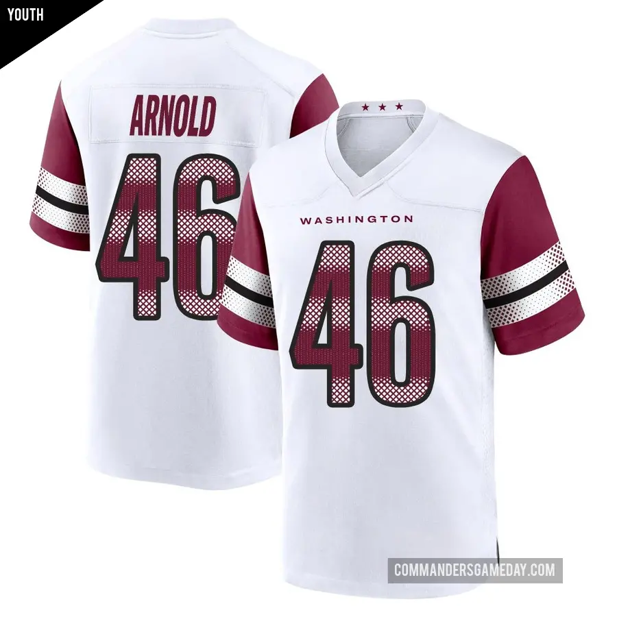 Youth Washington Commanders ＃46 Kam Arnold White Game Jersey