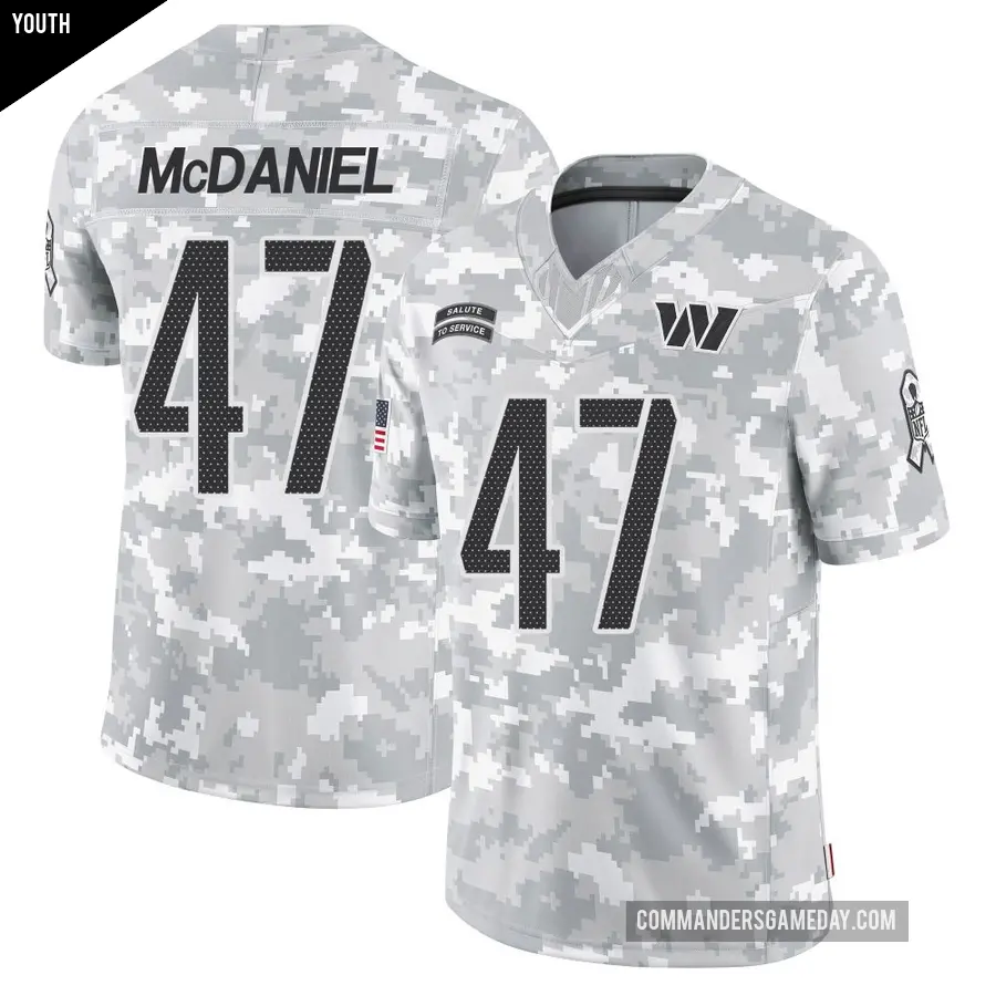Youth Washington Commanders ＃47 Robert McDaniel Arctic Camo Limited 2024 Salute to Service Jersey