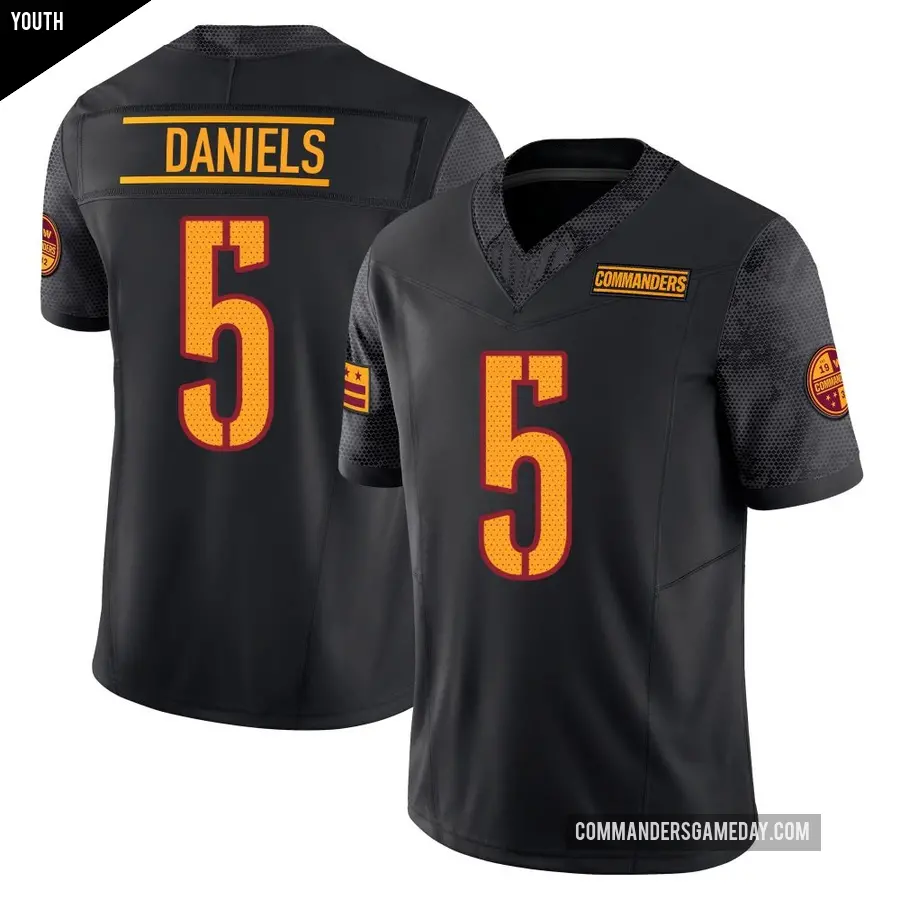Youth Washington Commanders ＃5 Jayden Daniels Black Limited Vapor F.U.S.E. Jersey